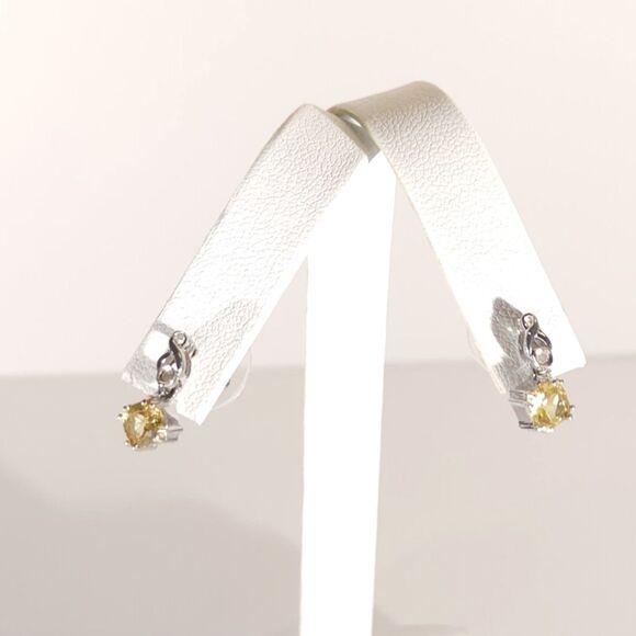 Golden Apatite Stud Earrings - Picture 2 of 6